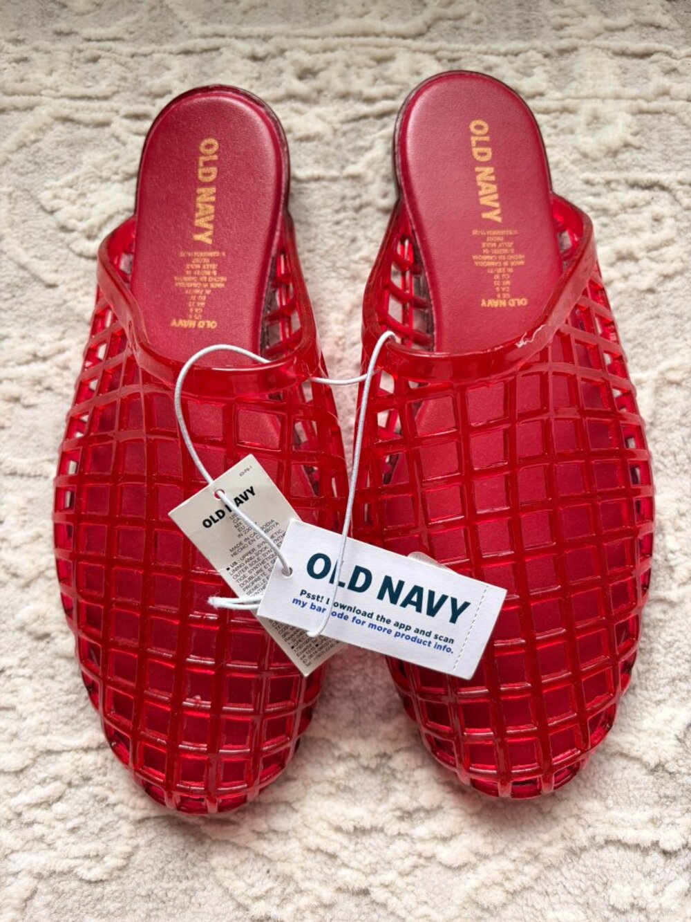 Old Navy Red Jelly Mules Woven Cage Slip On Shoes Women’s Size 6 NWT
